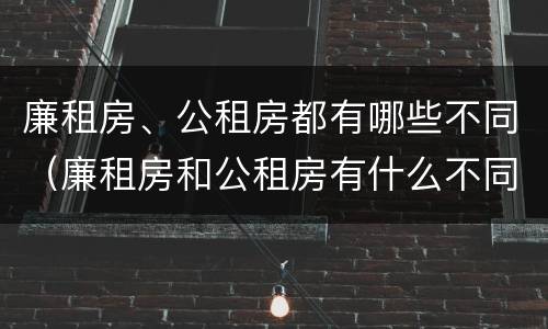廉租房、公租房都有哪些不同（廉租房和公租房有什么不同）
