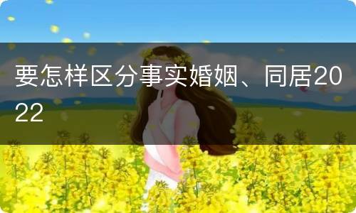 要怎样区分事实婚姻、同居2022