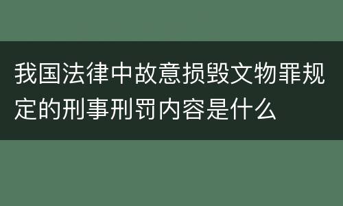 我国法律中故意损毁文物罪规定的刑事刑罚内容是什么