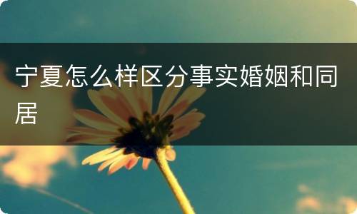 宁夏怎么样区分事实婚姻和同居