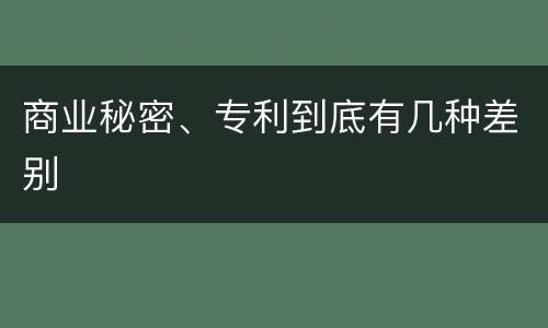 商业秘密、专利到底有几种差别