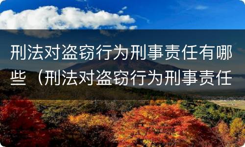 刑法对盗窃行为刑事责任有哪些（刑法对盗窃行为刑事责任有哪些处罚）