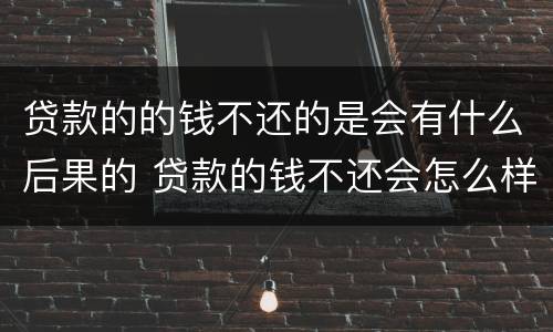 贷款的的钱不还的是会有什么后果的 贷款的钱不还会怎么样