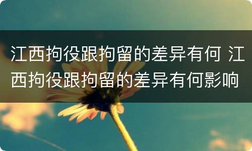 江西拘役跟拘留的差异有何 江西拘役跟拘留的差异有何影响