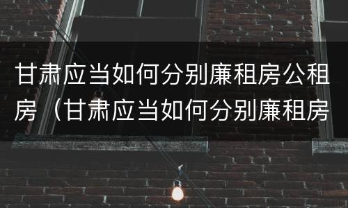 甘肃应当如何分别廉租房公租房（甘肃应当如何分别廉租房公租房和商品房）