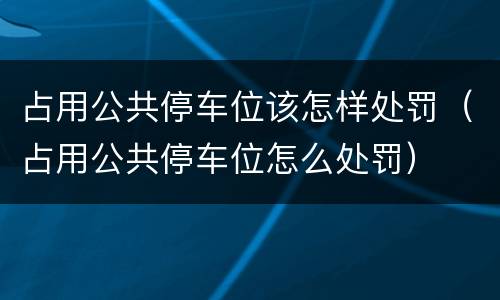 占用公共停车位该怎样处罚（占用公共停车位怎么处罚）