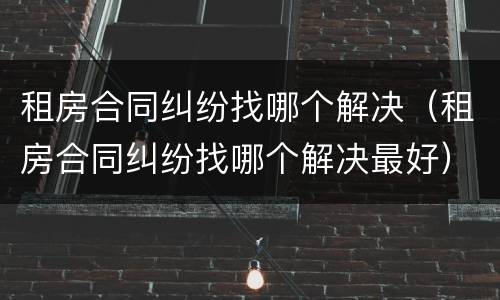 租房合同纠纷找哪个解决（租房合同纠纷找哪个解决最好）