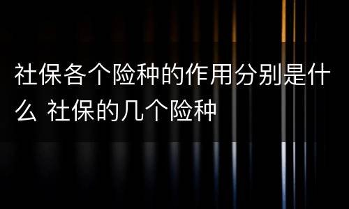 社保各个险种的作用分别是什么 社保的几个险种
