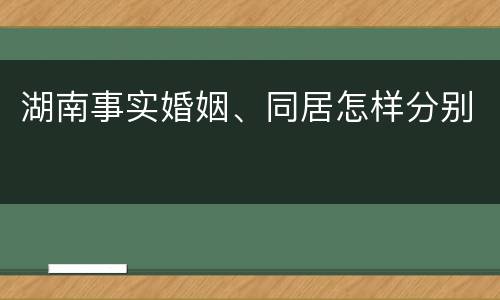 湖南事实婚姻、同居怎样分别