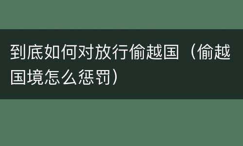 到底如何对放行偷越国（偷越国境怎么惩罚）