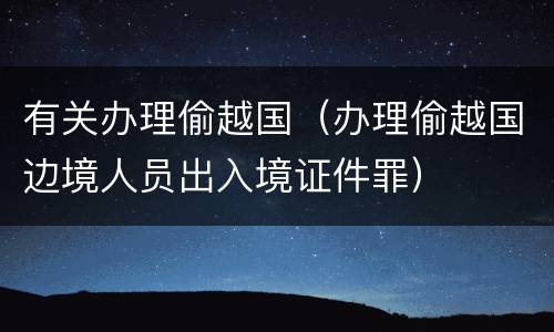 有关办理偷越国（办理偷越国边境人员出入境证件罪）