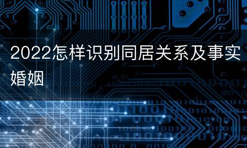 2022怎样识别同居关系及事实婚姻