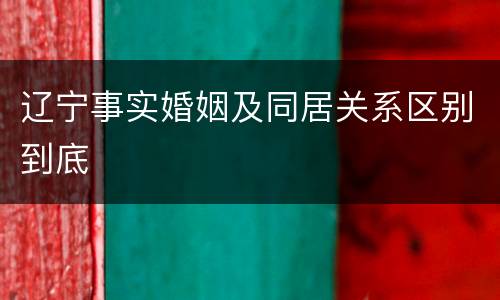 辽宁事实婚姻及同居关系区别到底