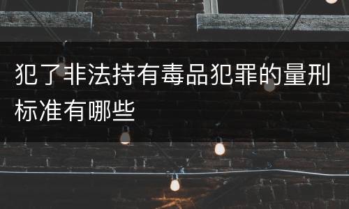 犯了非法持有毒品犯罪的量刑标准有哪些