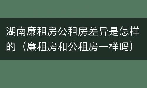 湖南廉租房公租房差异是怎样的（廉租房和公租房一样吗）