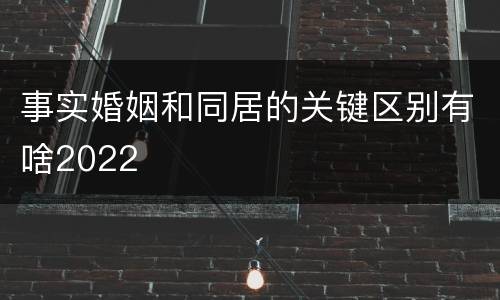 事实婚姻和同居的关键区别有啥2022