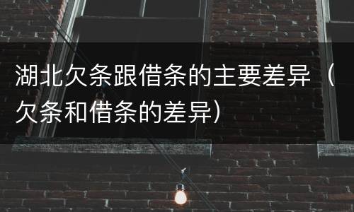 湖北欠条跟借条的主要差异（欠条和借条的差异）