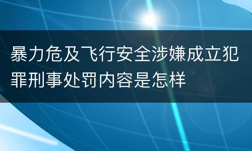 暴力危及飞行安全涉嫌成立犯罪刑事处罚内容是怎样