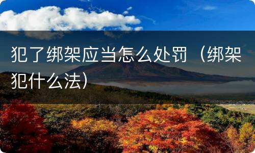 犯了绑架应当怎么处罚（绑架犯什么法）