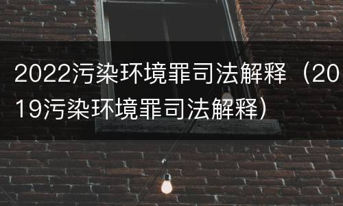 2022污染环境罪司法解释（2019污染环境罪司法解释）