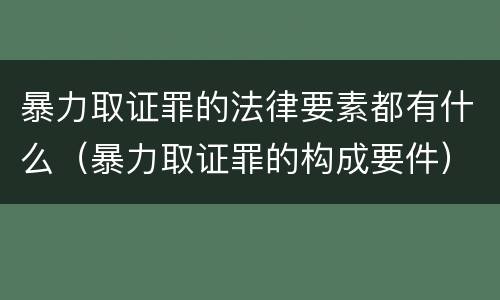 暴力取证罪的法律要素都有什么（暴力取证罪的构成要件）