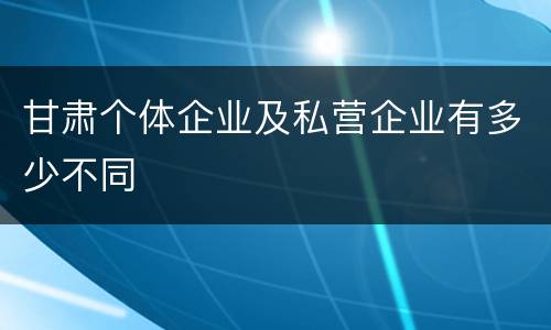甘肃个体企业及私营企业有多少不同