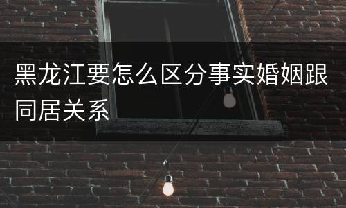 黑龙江要怎么区分事实婚姻跟同居关系