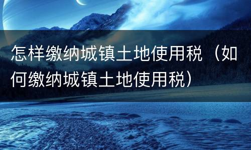 怎样缴纳城镇土地使用税（如何缴纳城镇土地使用税）