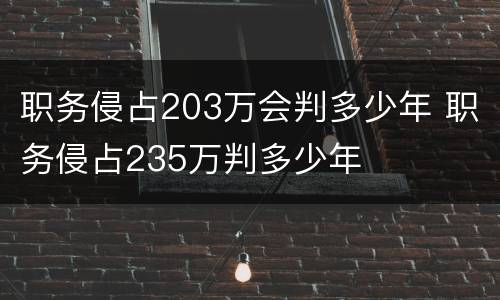 职务侵占203万会判多少年 职务侵占235万判多少年