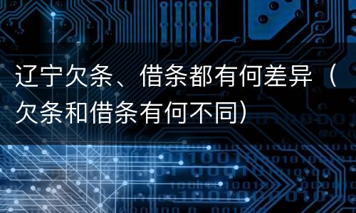 辽宁欠条、借条都有何差异（欠条和借条有何不同）