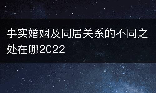 事实婚姻及同居关系的不同之处在哪2022
