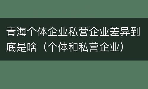 青海个体企业私营企业差异到底是啥（个体和私营企业）