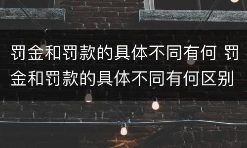 罚金和罚款的具体不同有何 罚金和罚款的具体不同有何区别
