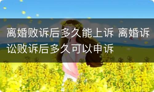 离婚败诉后多久能上诉 离婚诉讼败诉后多久可以申诉