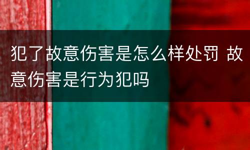 犯了故意伤害是怎么样处罚 故意伤害是行为犯吗