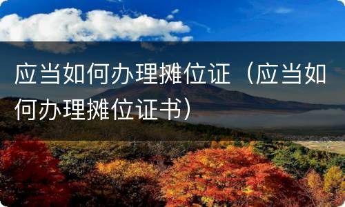 应当如何办理摊位证（应当如何办理摊位证书）
