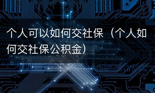 个人可以如何交社保（个人如何交社保公积金）
