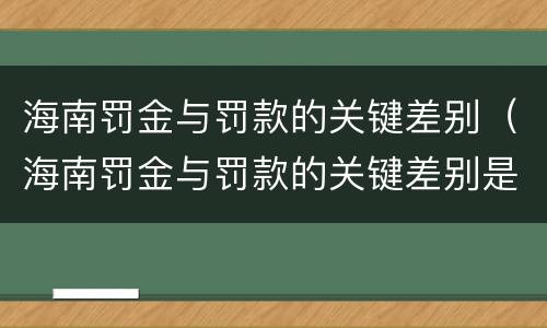海南罚金与罚款的关键差别（海南罚金与罚款的关键差别是什么）