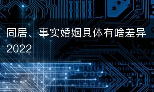 同居、事实婚姻具体有啥差异2022