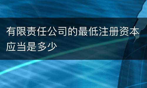 有限责任公司的最低注册资本应当是多少