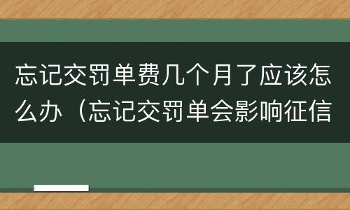 忘记交罚单费几个月了应该怎么办（忘记交罚单会影响征信吗）