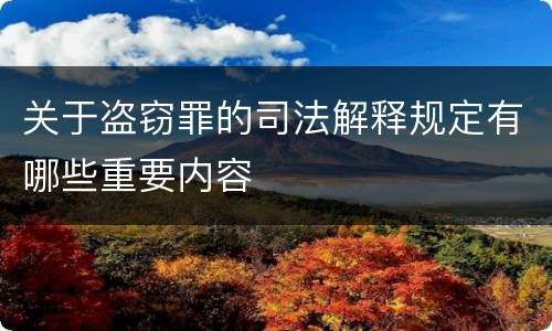 关于盗窃罪的司法解释规定有哪些重要内容