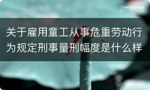 关于雇用童工从事危重劳动行为规定刑事量刑幅度是什么样
