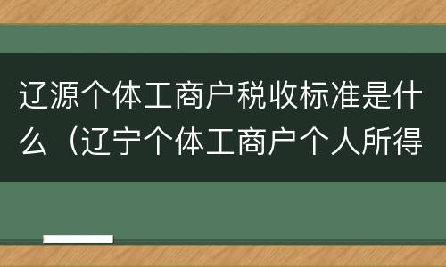 辽源个体工商户税收标准是什么（辽宁个体工商户个人所得税）