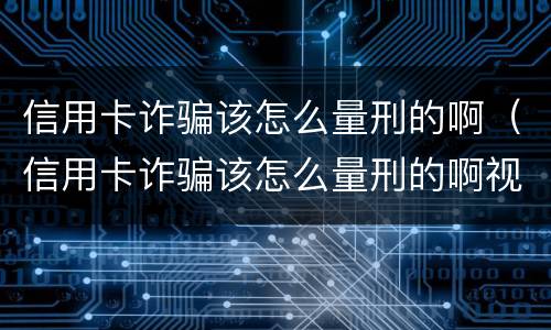 信用卡诈骗该怎么量刑的啊（信用卡诈骗该怎么量刑的啊视频）