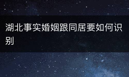 湖北事实婚姻跟同居要如何识别