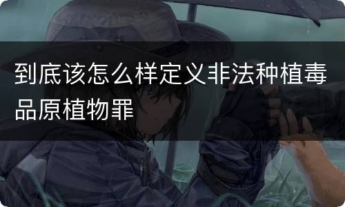 到底该怎么样定义非法种植毒品原植物罪