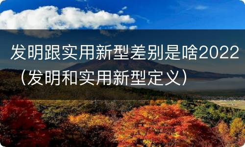 发明跟实用新型差别是啥2022（发明和实用新型定义）