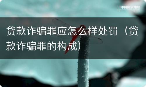 贷款诈骗罪应怎么样处罚（贷款诈骗罪的构成）