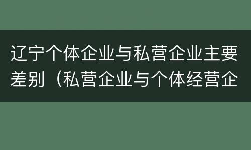 辽宁个体企业与私营企业主要差别（私营企业与个体经营企业的区别）